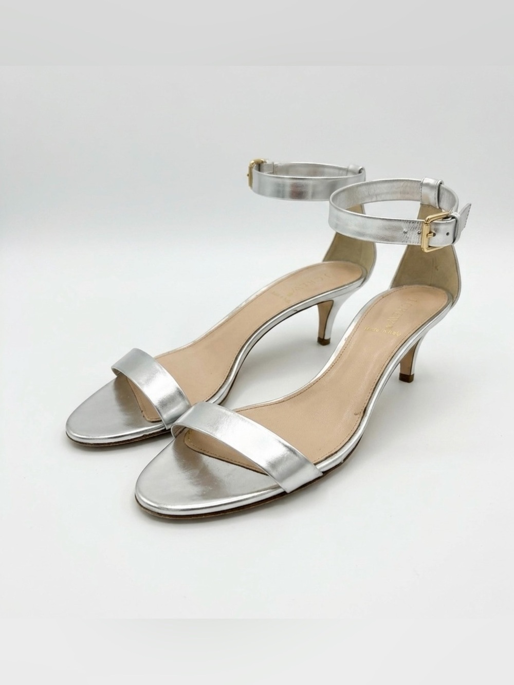 J.Crew Silver Genuine Leather Sandals Size 10